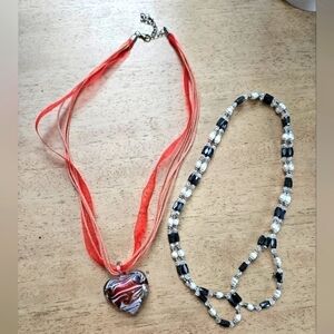 Necklaces, glass and hematite